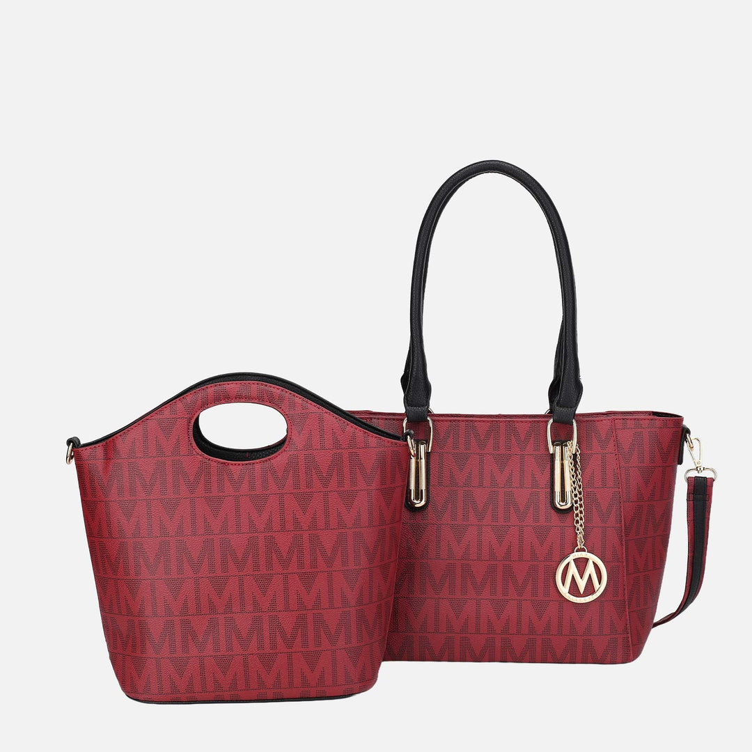 Burgundy MKF Collection By Mia K Casey Signature Tote Bag And Set