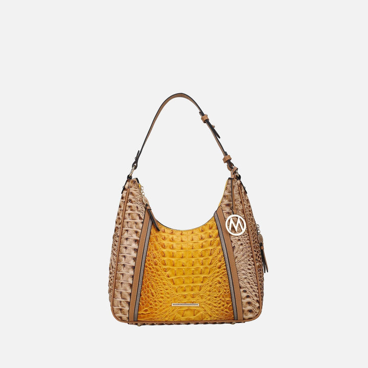 Croco Light Grey MKF Collection By Mia K Becket Embossed Shoulder Bag