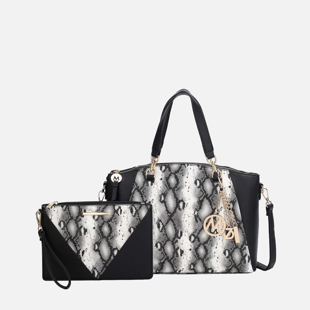 Charcoal Grey MKF Collection By Mia K Addison Shoulder Bag And Wristlet Set