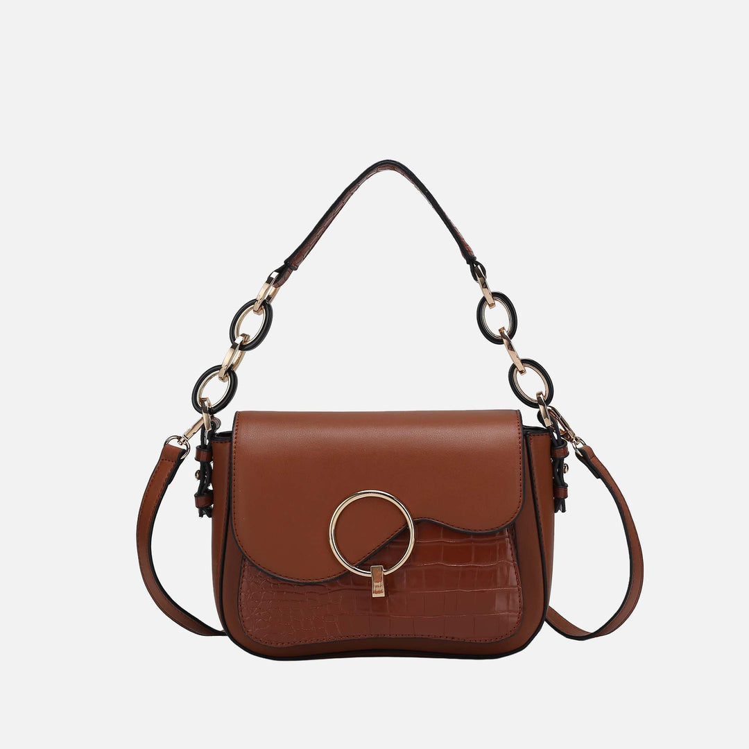 Pink MKF Collection By Mia K Fanta Croc Shoulder Bag