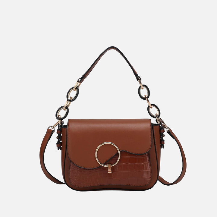 Pink MKF Collection By Mia K Fanta Croc Shoulder Bag