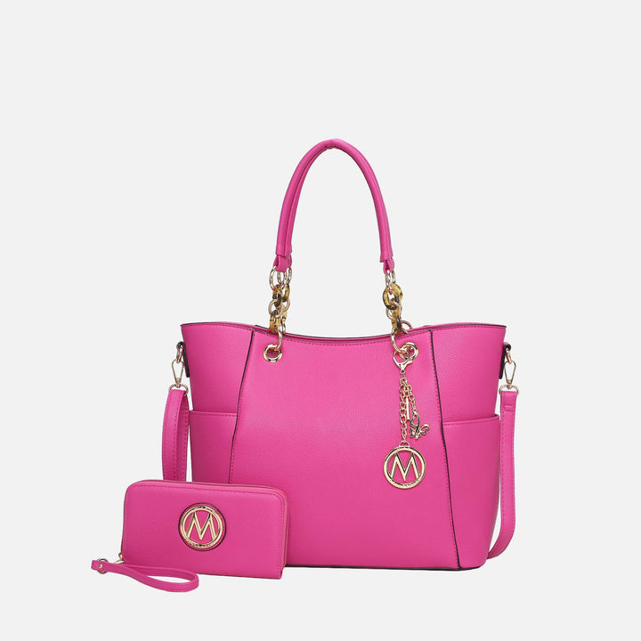 White MKF Collection By Mia K Bonita Tote Bag And Wallet Set