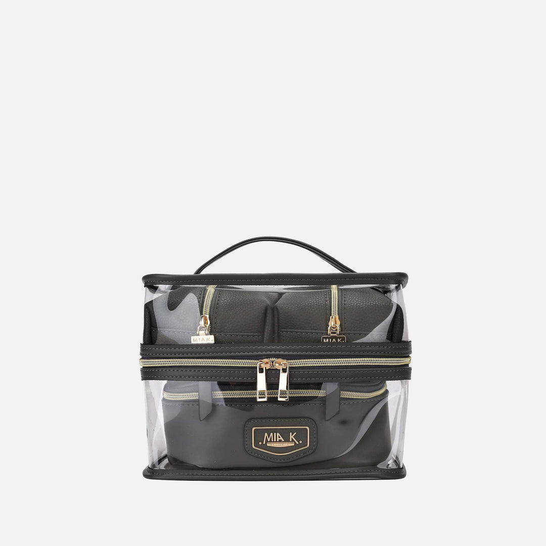 Taupe MKF Collection By Mia K Emma Cosmetic Case And Set