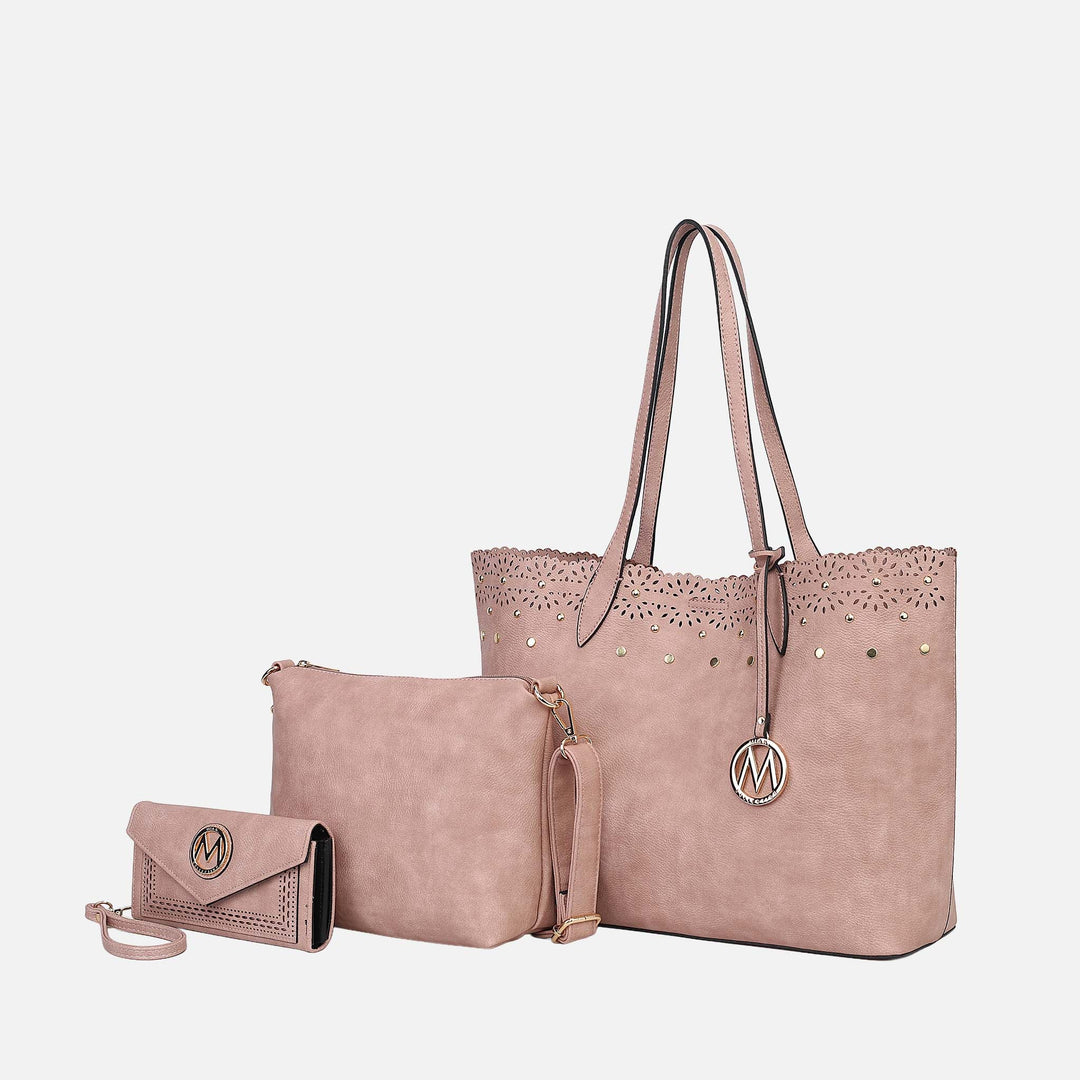Khaki MKF Collection By Mia K Mariahna 3 Pcs Shopper Tote Crossbody And Wallet