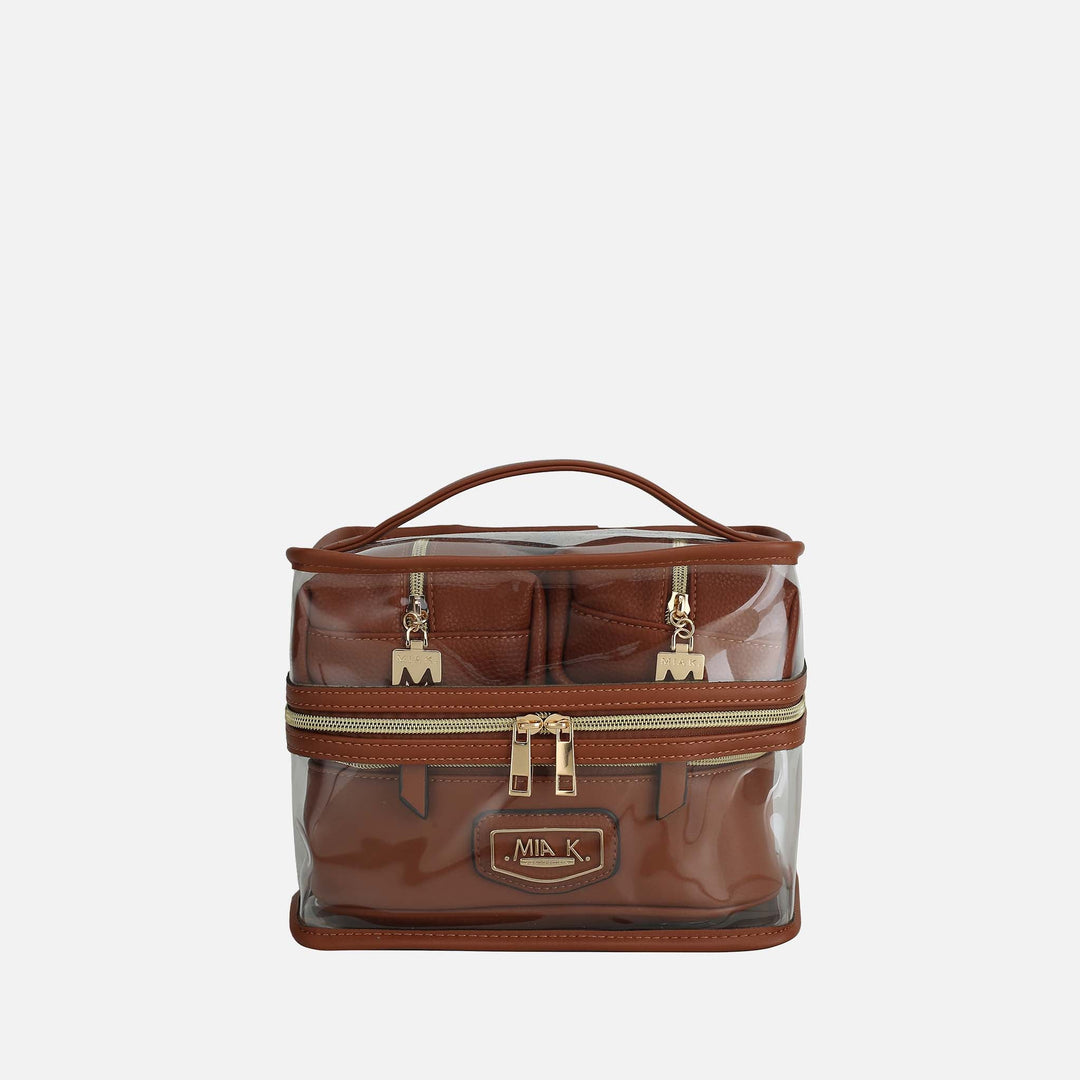 Tan MKF Collection By Mia K Emma Cosmetic Case And Set