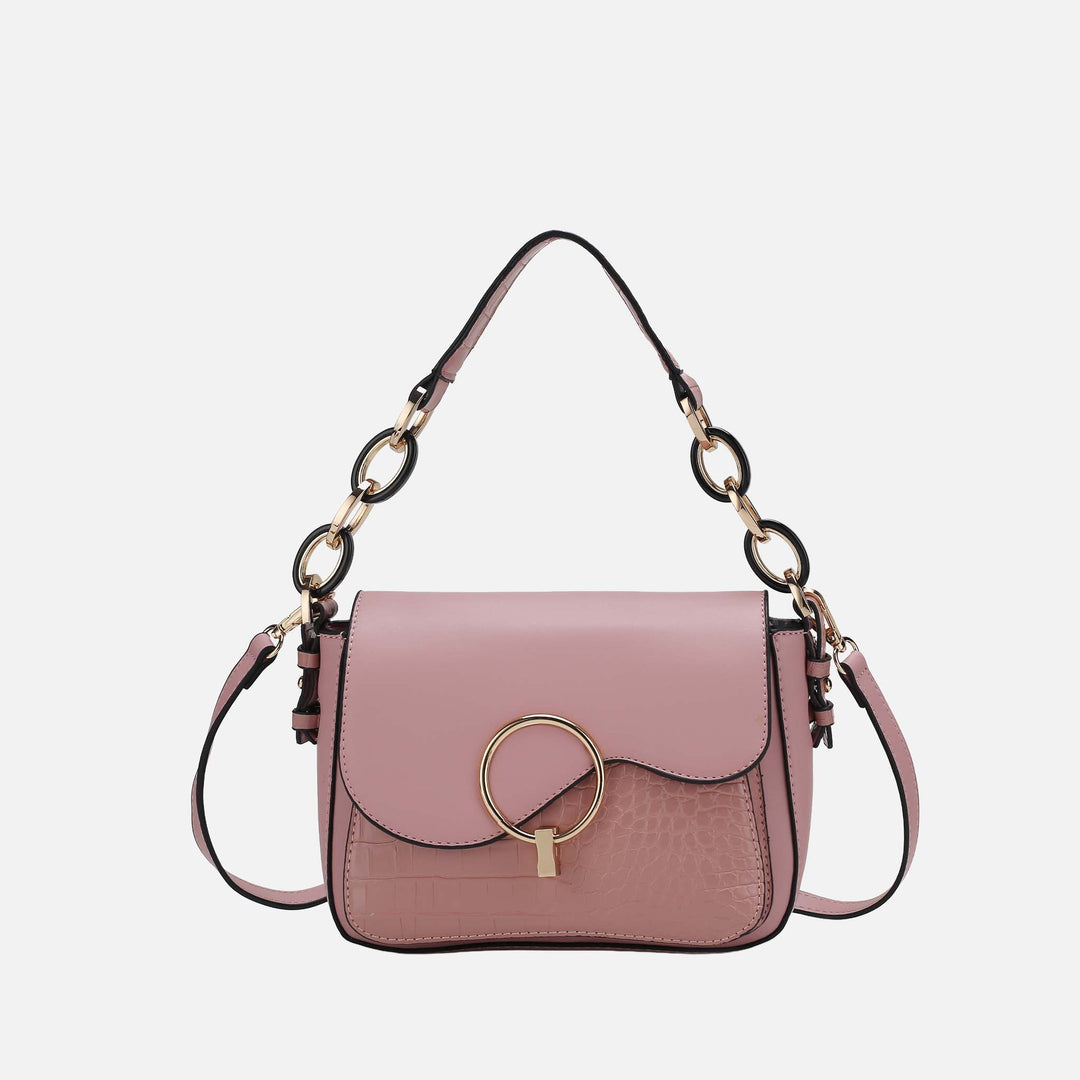 Black MKF Collection By Mia K Fanta Croc Shoulder Bag