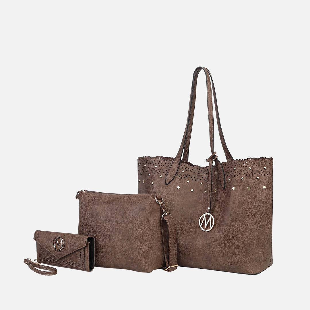 Black MKF Collection By Mia K Mariahna 3 Pcs Shopper Tote Crossbody And Wallet