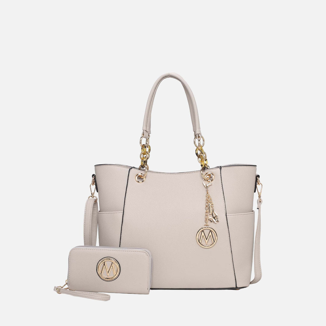 Orange MKF Collection By Mia K Bonita Tote Bag And Wallet Set