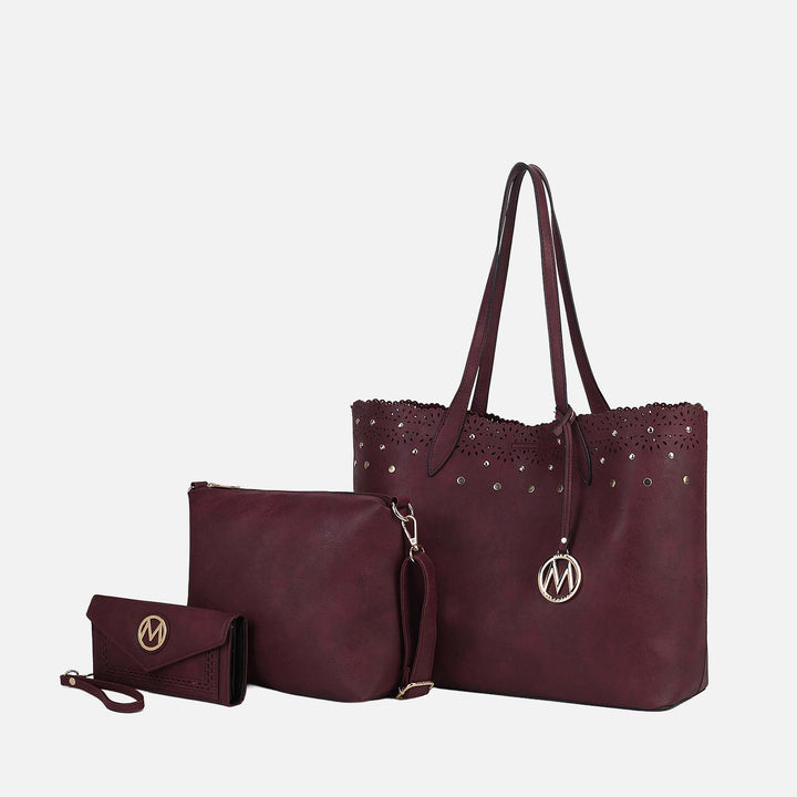 Rose Pink MKF Collection By Mia K Mariahna 3 Pcs Shopper Tote Crossbody And Wallet