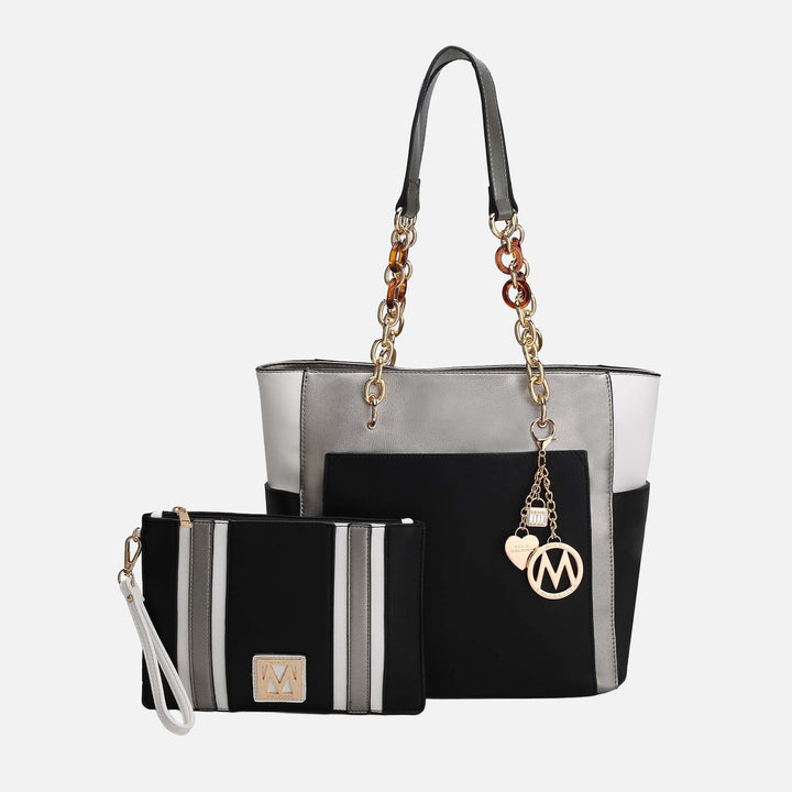 Light Grey MKF Collection By Mia K Rochelle Tote And Wristlet Set