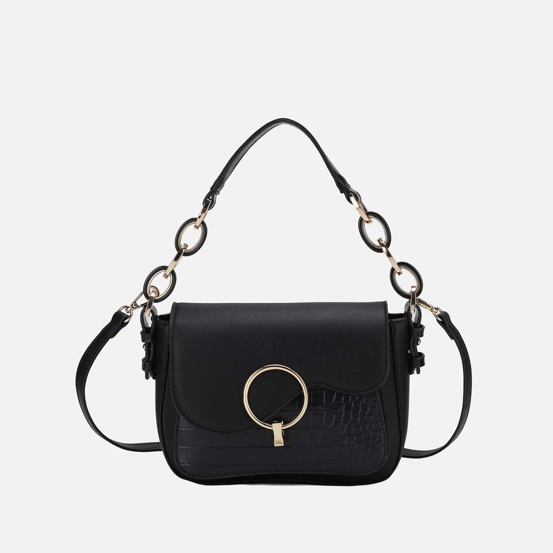 Grey MKF Collection By Mia K Fanta Croc Shoulder Bag