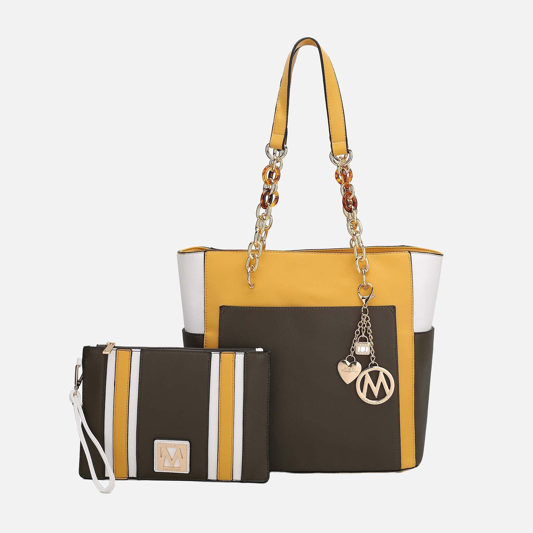 Stone Grey MKF Collection By Mia K Rochelle Tote And Wristlet Set
