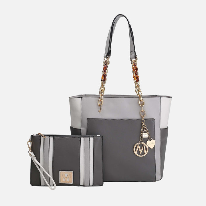 Maroon MKF Collection By Mia K Rochelle Tote And Wristlet Set
