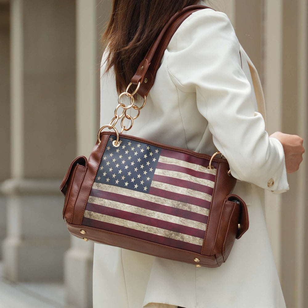 Black MKF Collection By Mia K Alaina Printed Flag Shoulder Bag