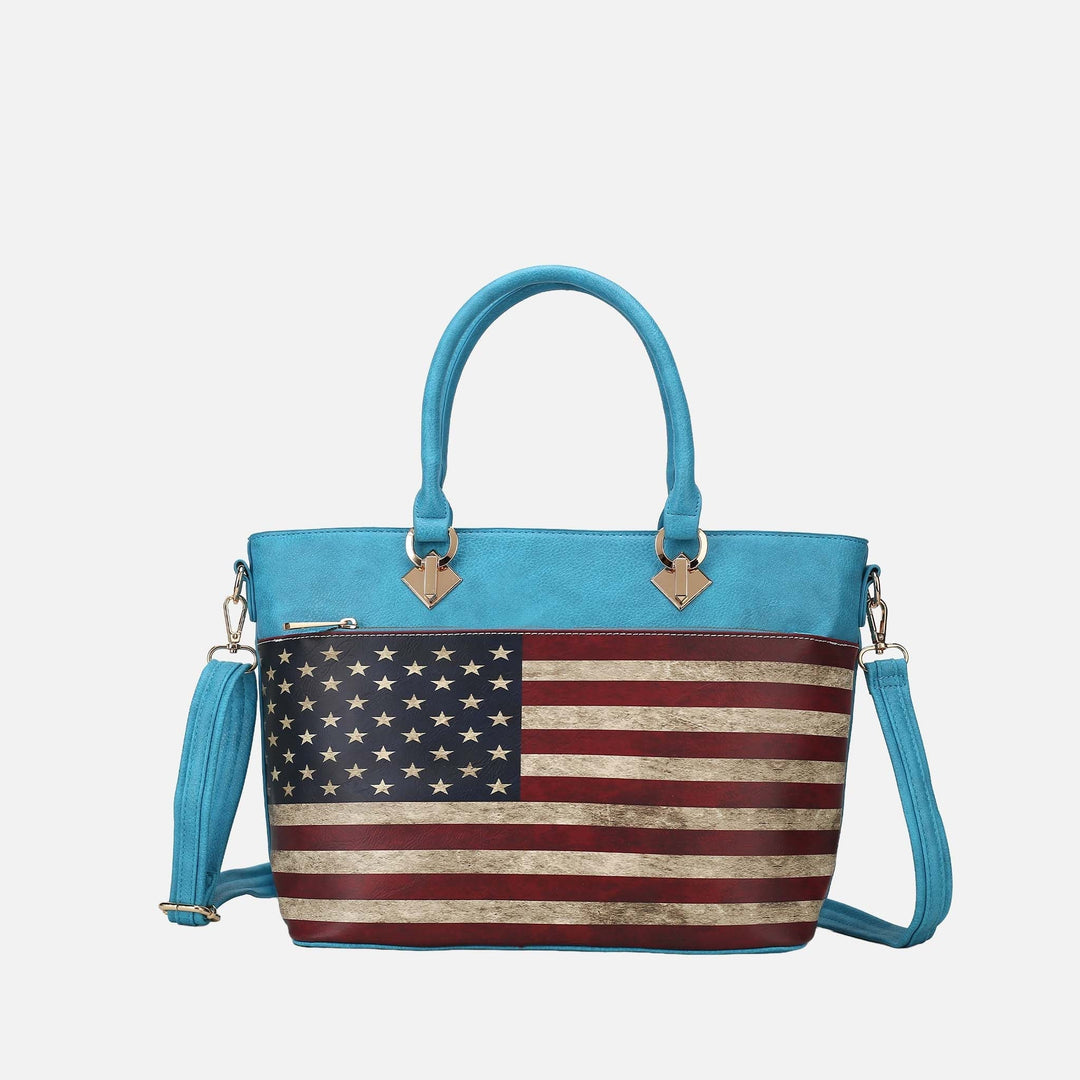 Navy MKF Collection By Mia K Lilian Printed Flag Tote Bag