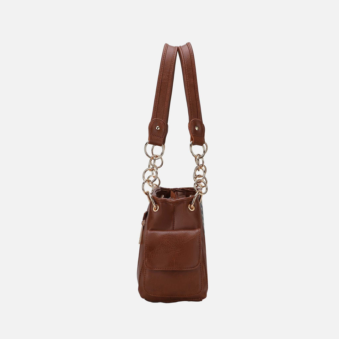 Chocolate MKF Collection By Mia K Alaina Printed Flag Shoulder Bag
