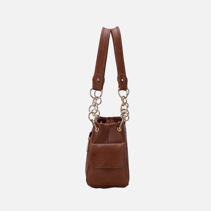 Chocolate MKF Collection By Mia K Alaina Printed Flag Shoulder Bag
