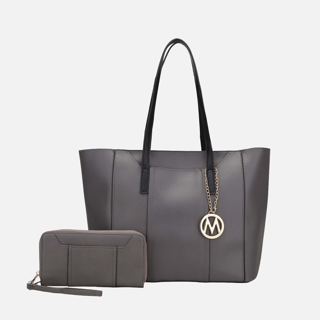 Stone Grey MKF Collection By Mia K Dinah Tote Bag And Set