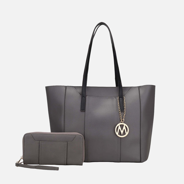 Stone Grey MKF Collection By Mia K Dinah Tote Bag And Set