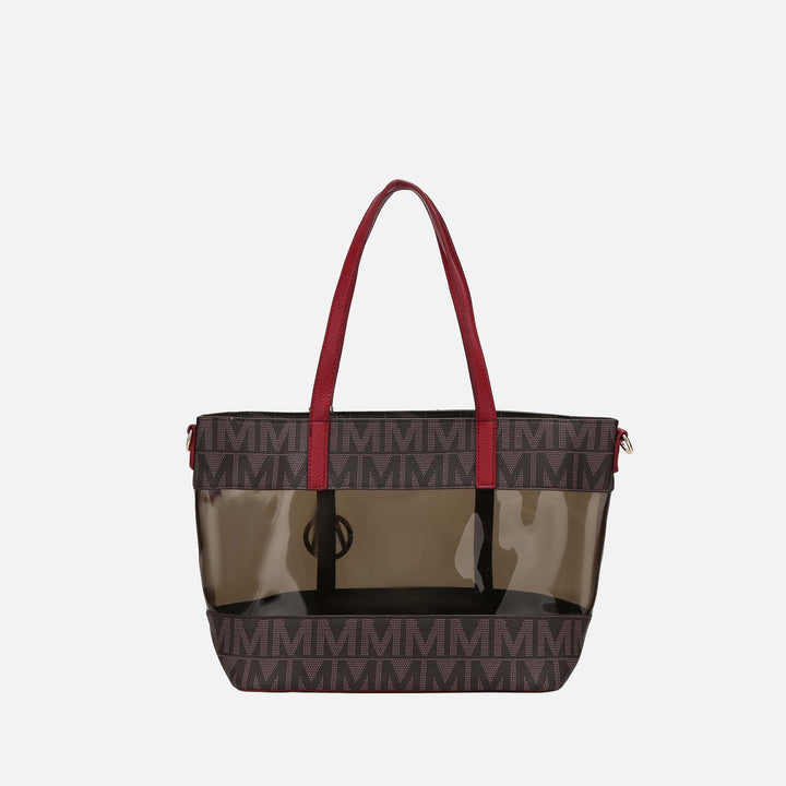 Grey MKF Collection By Mia K Belinda Signature Tote Bag And Pouch Set