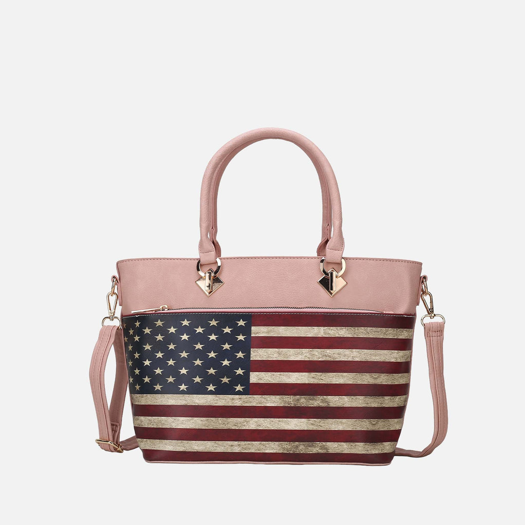 Tan MKF Collection By Mia K Lilian Printed Flag Tote Bag