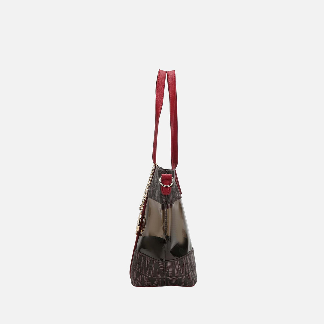 White MKF Collection By Mia K Belinda Signature Tote Bag And Pouch Set