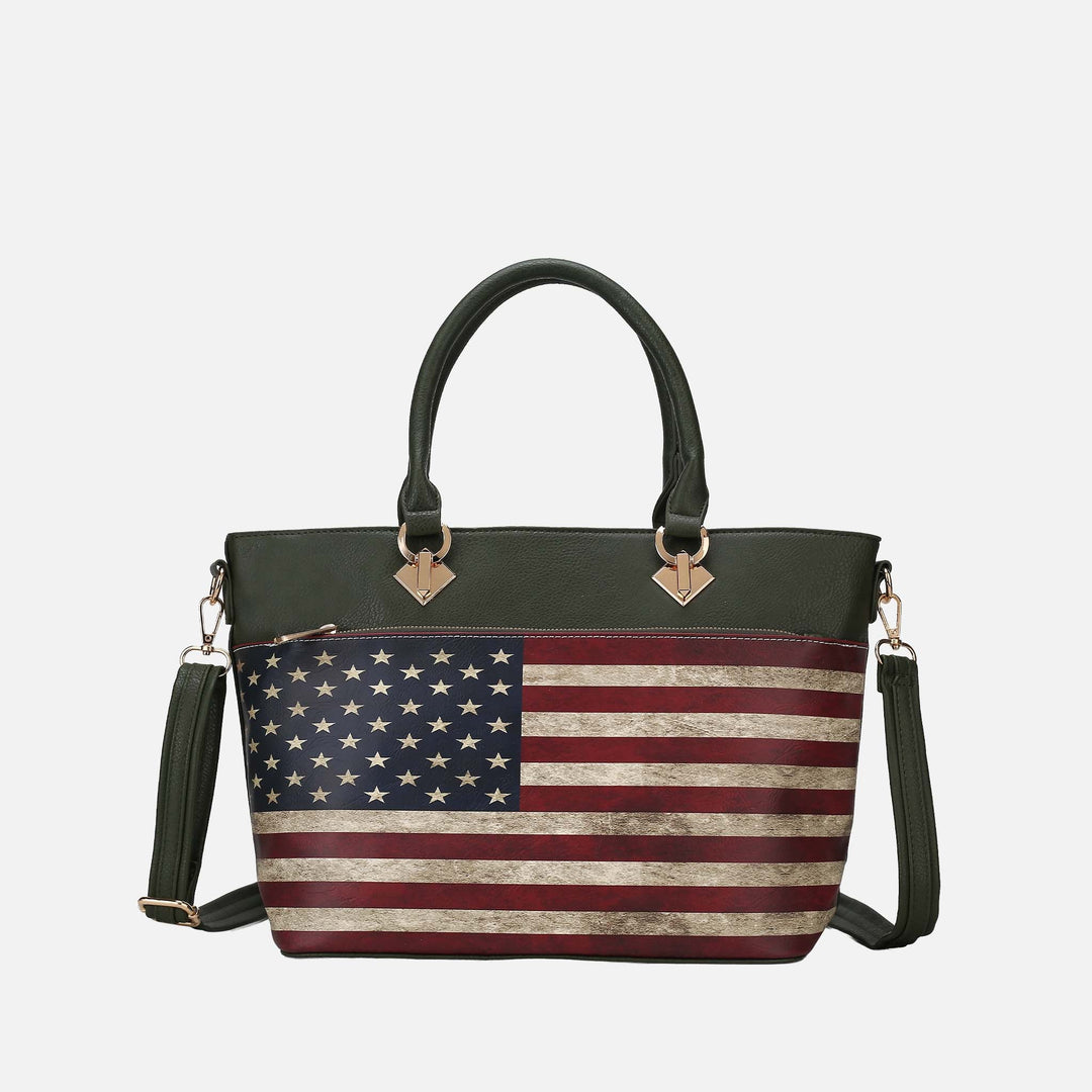 Taupe MKF Collection By Mia K Lilian Printed Flag Tote Bag