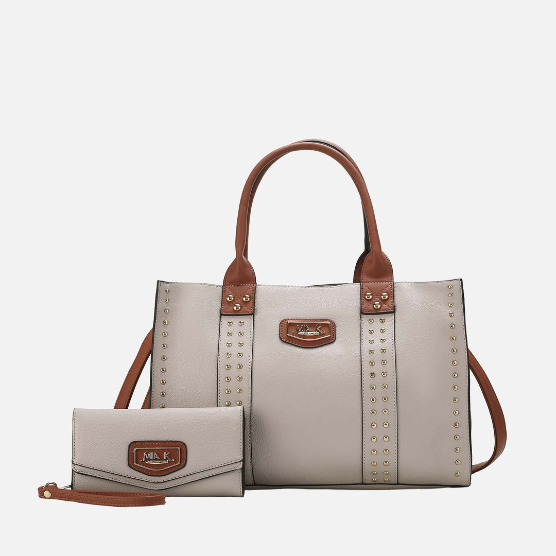 Cognac Brown MKF Collection By Mia K Davina Tote Bag And Wallet Set