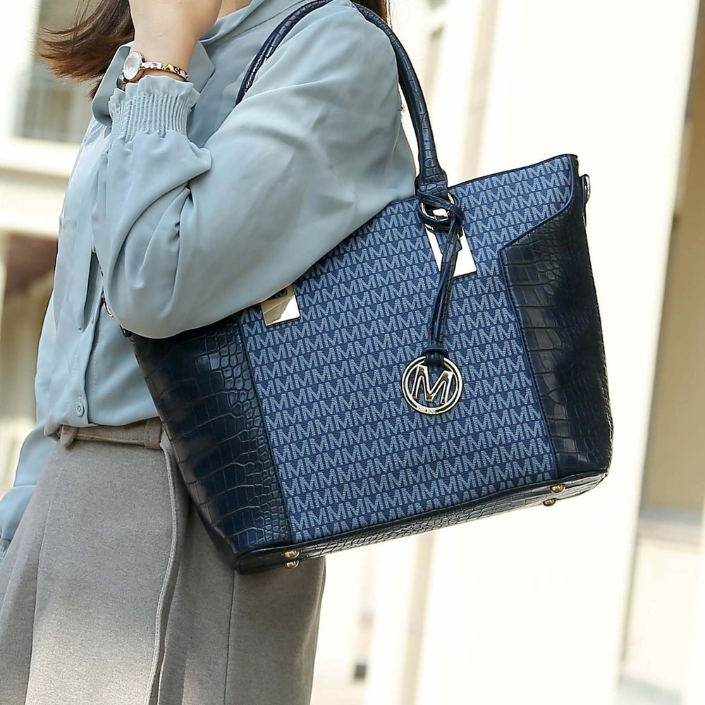 Beige MKF Collection By Mia K Shonda Signature Tote Bag And Set
