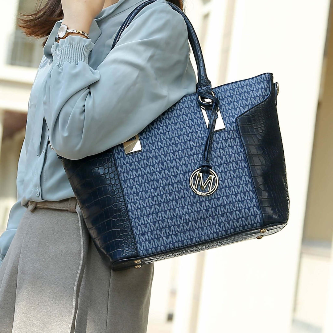 Beige MKF Collection By Mia K Shonda Signature Tote Bag And Set
