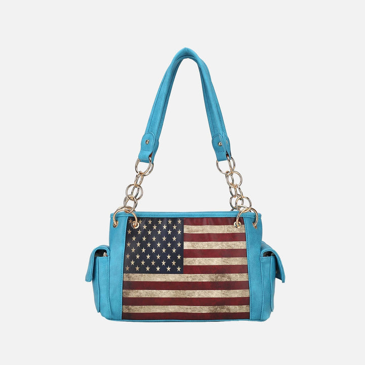 Hunter MKF Collection By Mia K Alaina Printed Flag Shoulder Bag
