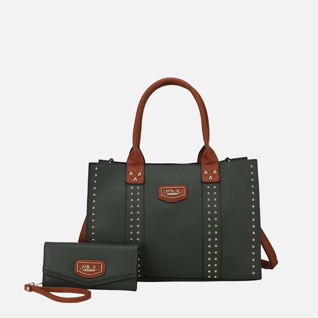 Wine MKF Collection By Mia K Davina Tote Bag And Wallet Set