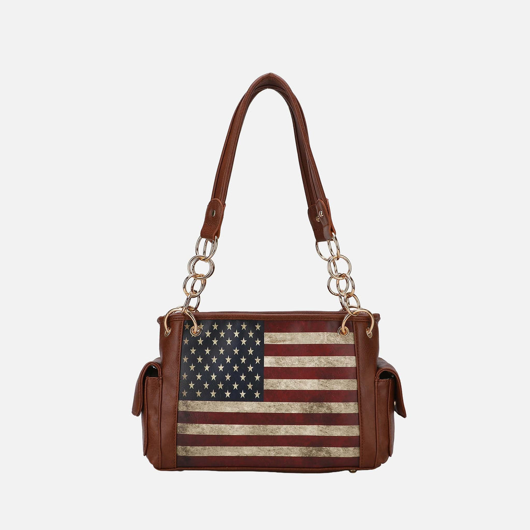 Midnight Blue MKF Collection By Mia K Alaina Printed Flag Shoulder Bag