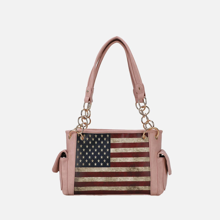 Rose Pink MKF Collection By Mia K Alaina Printed Flag Shoulder Bag