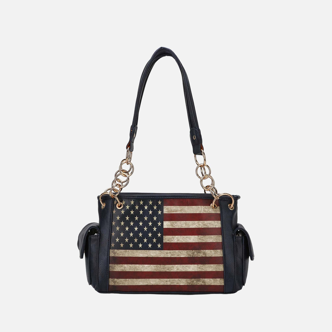 Tawny MKF Collection By Mia K Alaina Printed Flag Shoulder Bag