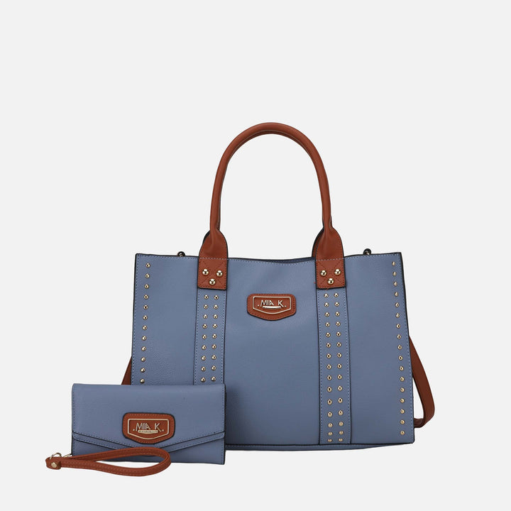 Midnight Blue MKF Collection By Mia K Davina Tote Bag And Wallet Set