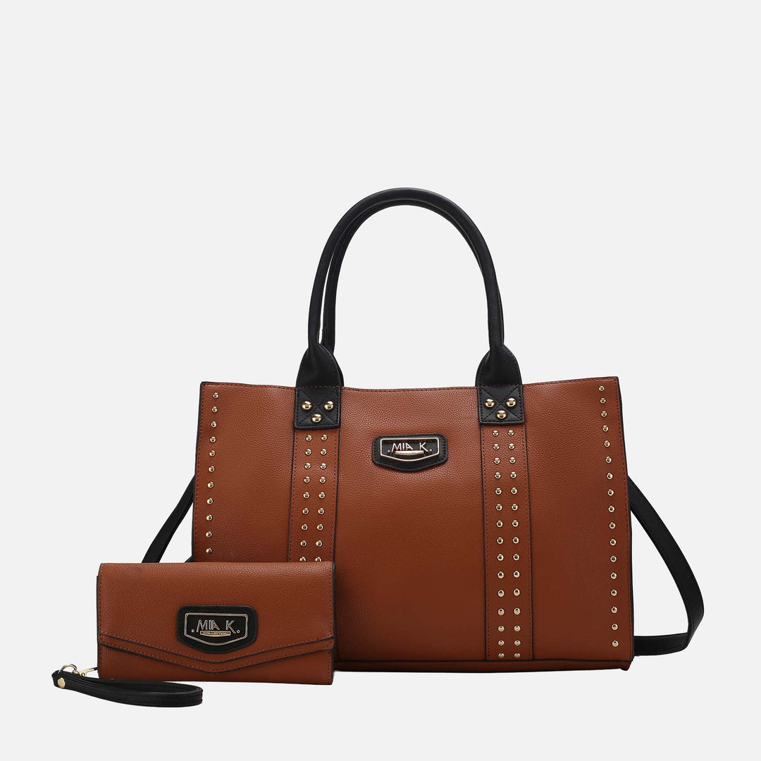 Gray MKF Collection By Mia K Davina Tote Bag And Wallet Set