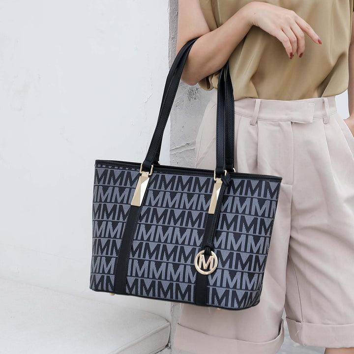 Black MKF Collection By Mia K Marimar Signature Tote Bag And Set