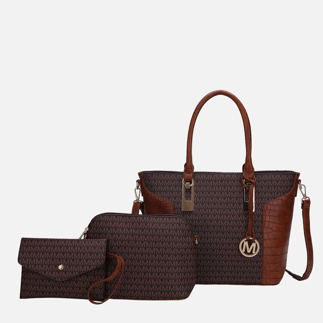 Black MKF Collection By Mia K Shonda Signature Tote Bag And Set