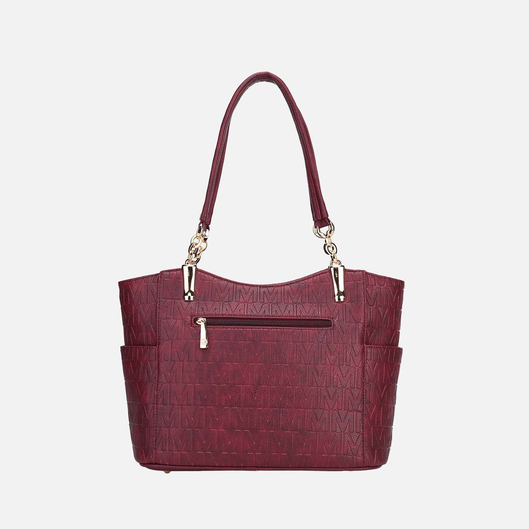 Burgundy MKF Collection By Mia K Allison Signature Tote Bag And Wallet Set