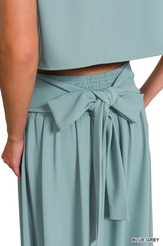 Zenana Heavy Woven Span Crop Tee Skirt Set 6