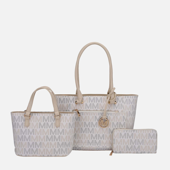 White MKF Collection By Mia K Lady Ii Signature Tote Bag And Set