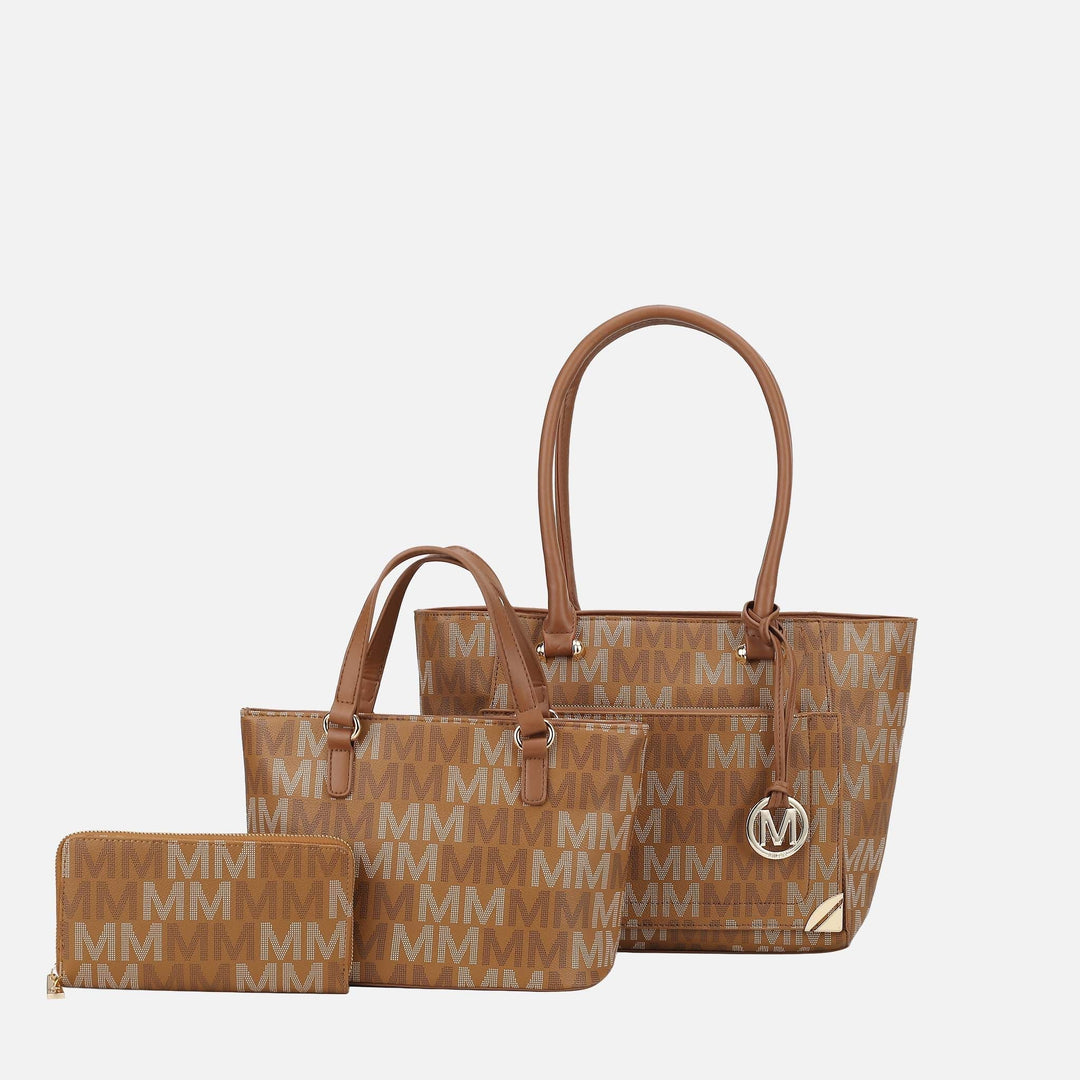 Beige MKF Collection By Mia K Lady Ii Signature Tote Bag And Set