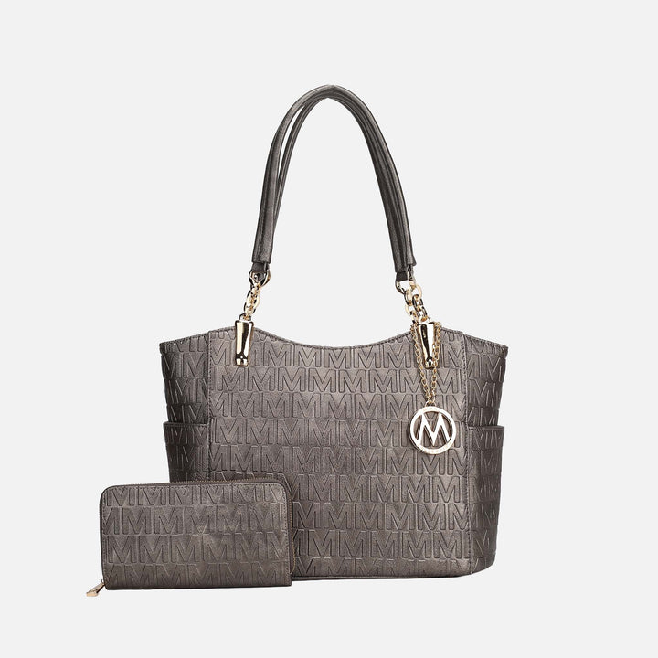 Denim Blue MKF Collection By Mia K Allison Signature Tote Bag And Wallet Set