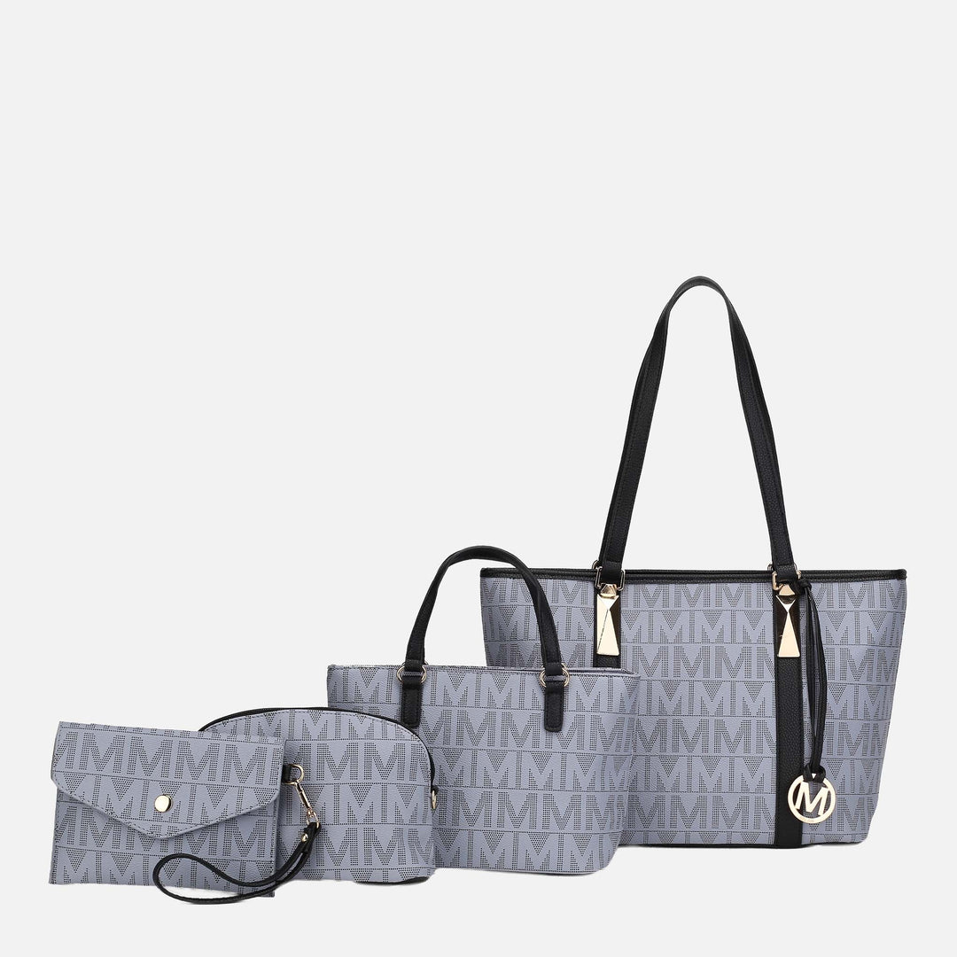 Denim Blue MKF Collection By Mia K Marimar Signature Tote Bag And Set