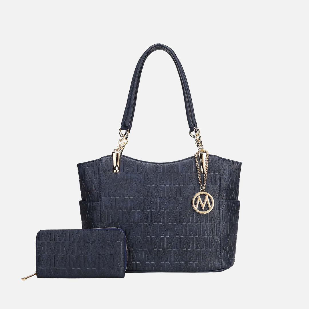 Midnight Blue MKF Collection By Mia K Allison Signature Tote Bag And Wallet Set