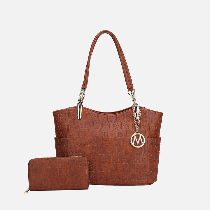 Beige MKF Collection By Mia K Allison Signature Tote Bag And Wallet Set