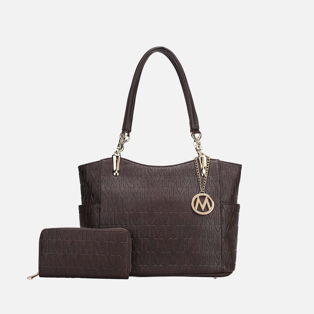 Pewter MKF Collection By Mia K Allison Signature Tote Bag And Wallet Set