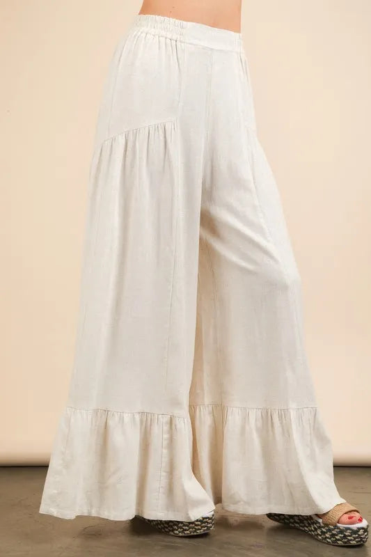 Oatmeal Very J Palazzo Elastic Waist Comfy Pants 1