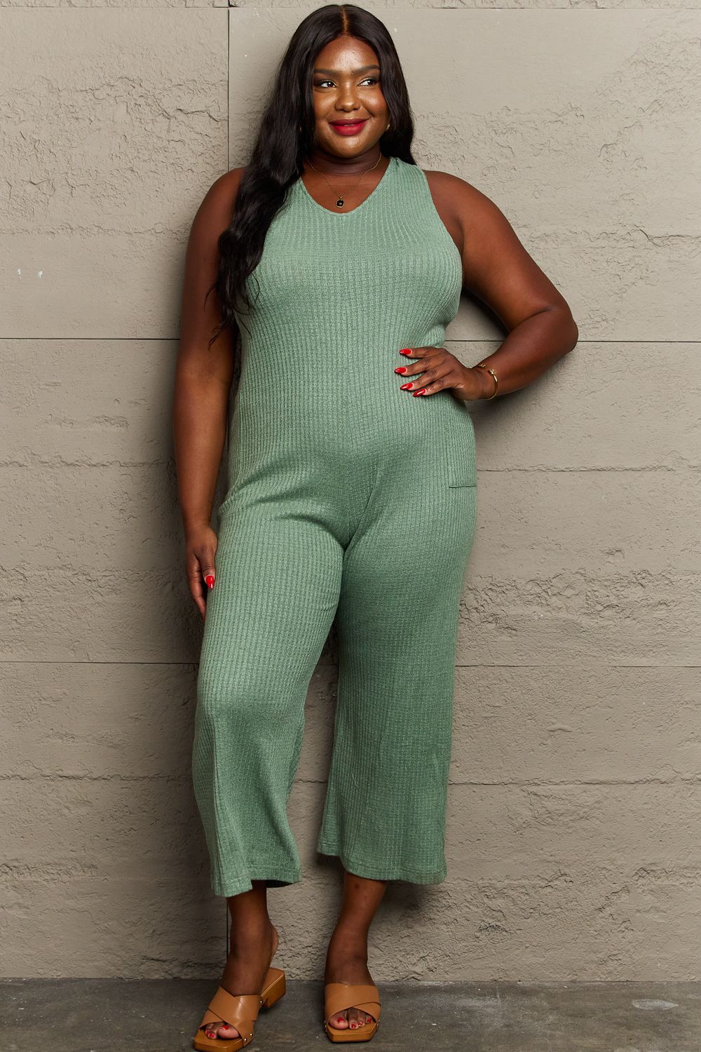 Sage Heyson Dont Get It Twisted Full Size Rib Knit Jumpsuit